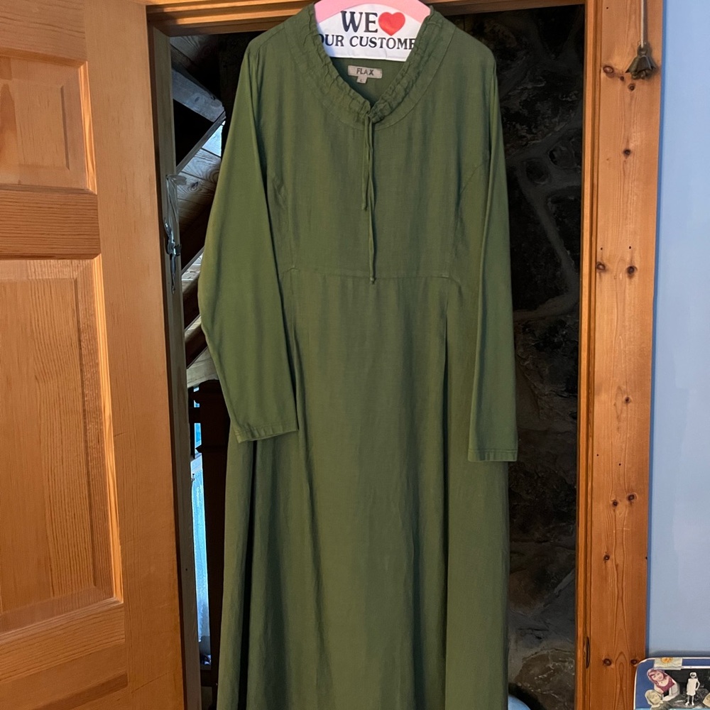 Flax Forest Green Long Sleeve Dress